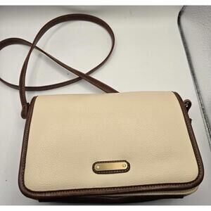 Elegant Cream and Brown 1980s vintage Crossbody Bag